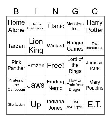 Movie Music Bingo! Bingo Card