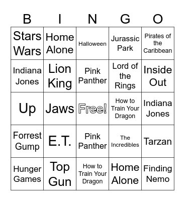 Movie Music Bingo Card