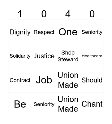 CWA STRONG Bingo Card