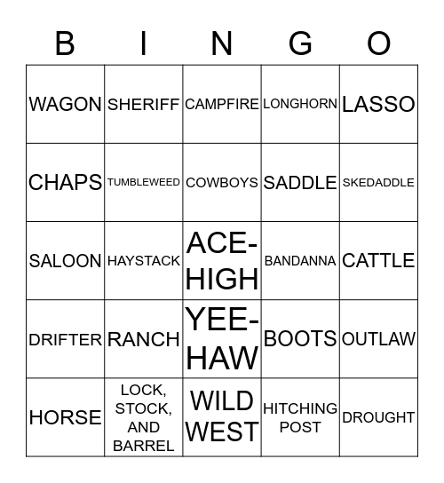 WESTERN BINGO Card