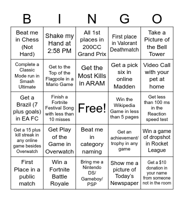 Lockout Bingo Card