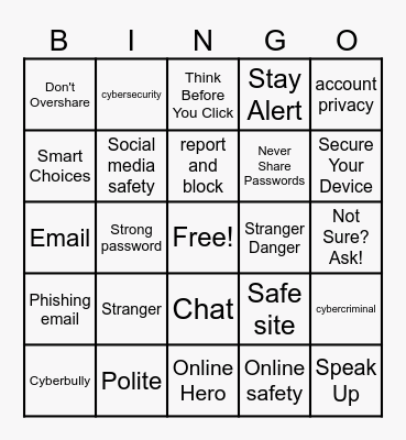 Online Safety Bingo Card