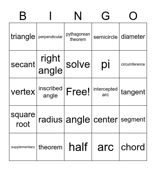 Circles Bingo Card