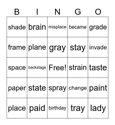 U1 W2 Long a Bingo Card