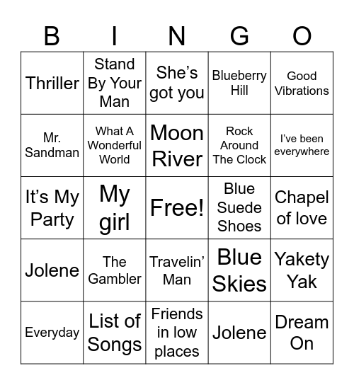 Music Bingo Card