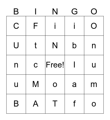 I Know My Sounds Bingo Card