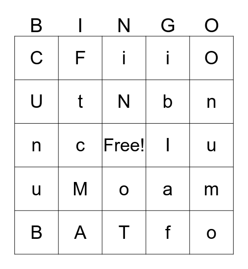 I Know My Sounds Bingo Card