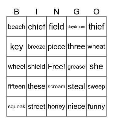 U2 W1 Long e Bingo Card