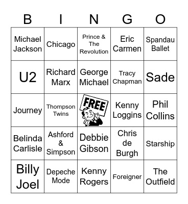 80's Love Songs Bingo Card