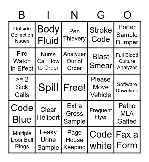 Lab Week Bingo Card