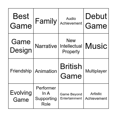 BAFTA BINGO Card