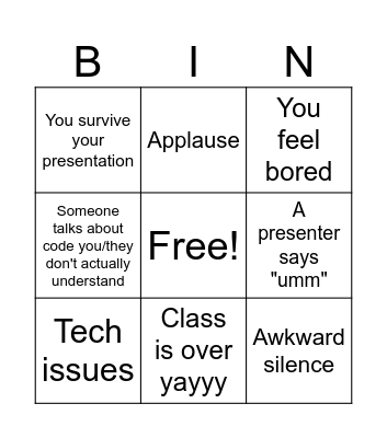 Compsci Bingo Card