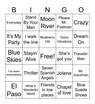 Music Bingo Card