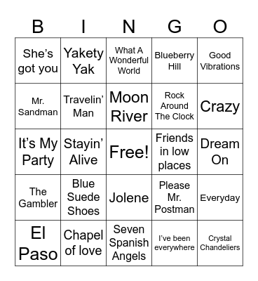 Music Bingo Card