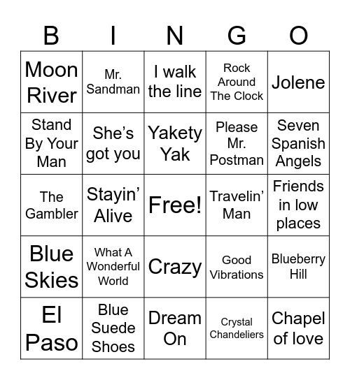 Music Bingo Card