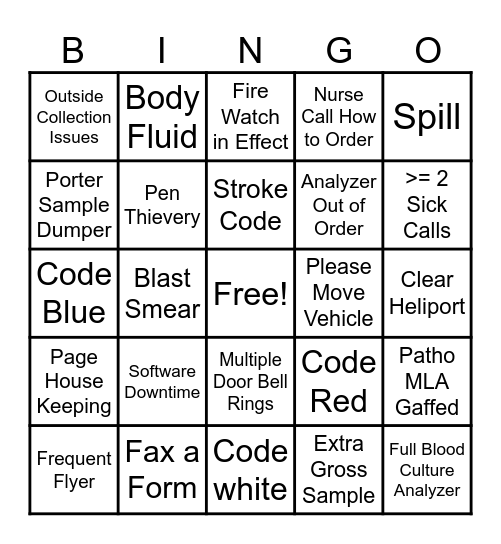 Lab Week Bingo Card