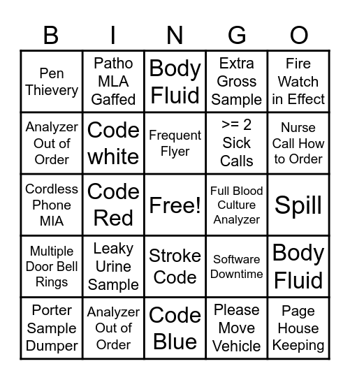 Lab Week Bingo Card