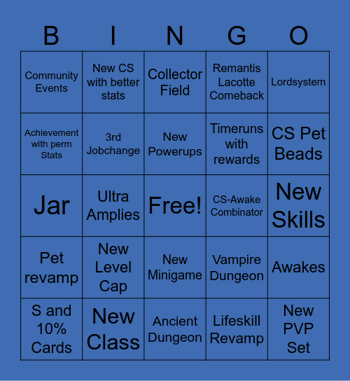 Flyff Universe FWC Patch Bingo Card