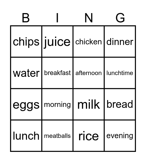 Kid's Box 2 Unit 6 Bingo Card