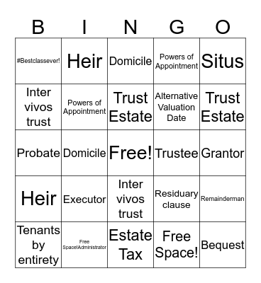 Awesome Tax Bingo Card