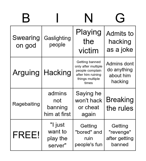 Henry bingo Card