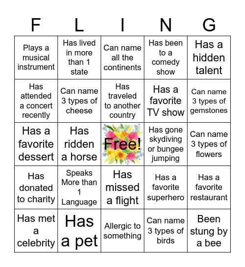 S  P  R  I  N  G Bingo Card