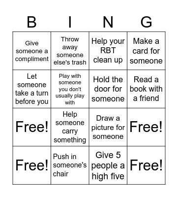 Kindness BINGO Card