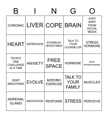 STRESSED OUT? Bingo Card
