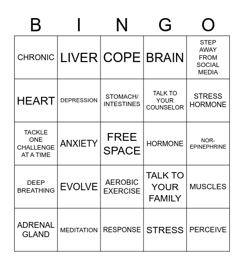 STRESSED OUT? Bingo Card