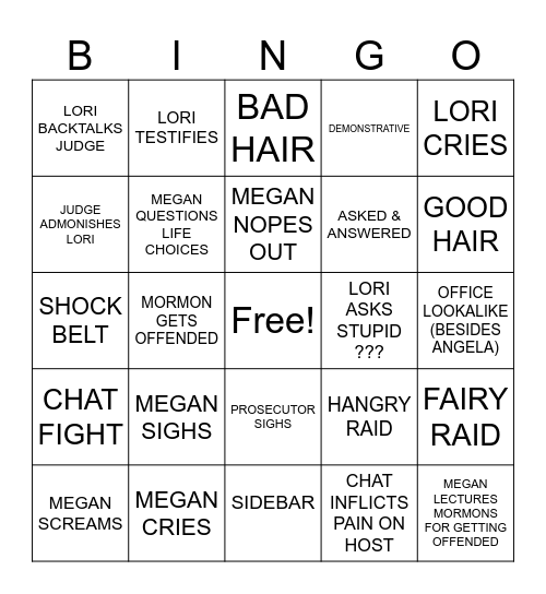 DAYBELL TORTURE Bingo Card