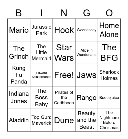 Media Arts Bingo Card