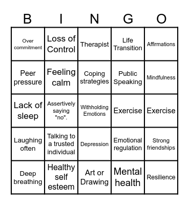 Take A Deep Breath Bingo Card