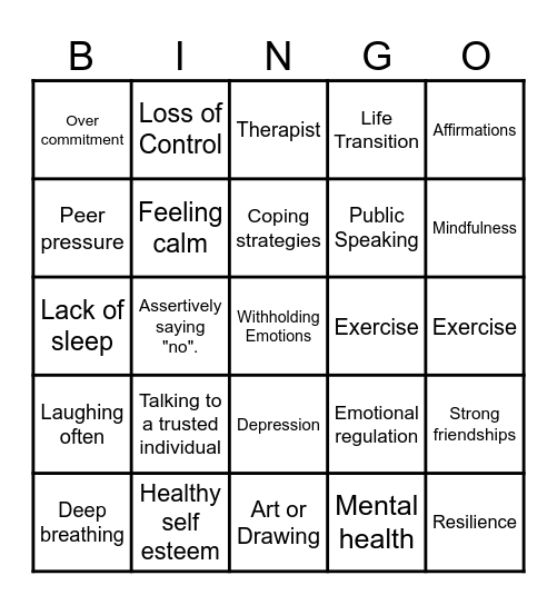 Take A Deep Breath Bingo Card