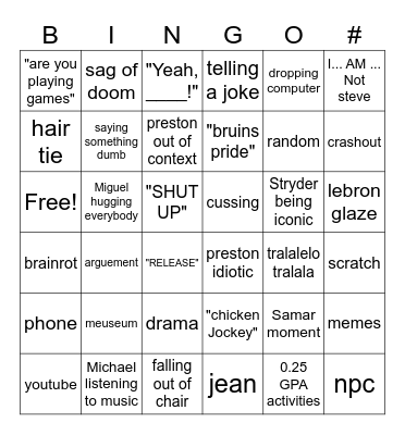 Ms Ellison's class 4-9-2025 Bingo Card