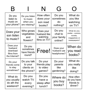 Do / Does Bingo Card