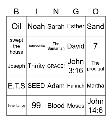 BIBLE Bingo Card