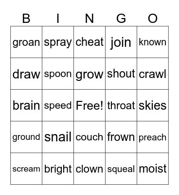 U4 W3 Vowel Team Syllables Bingo Card