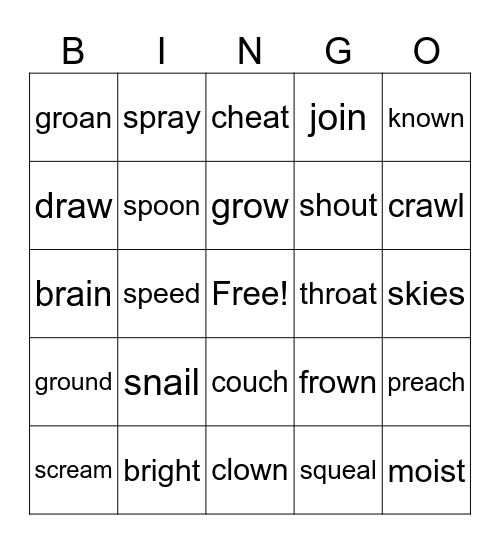 U4 W3 Vowel Team Syllables Bingo Card