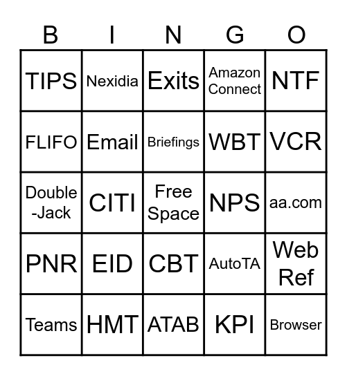 Office Lingo Bingo Card