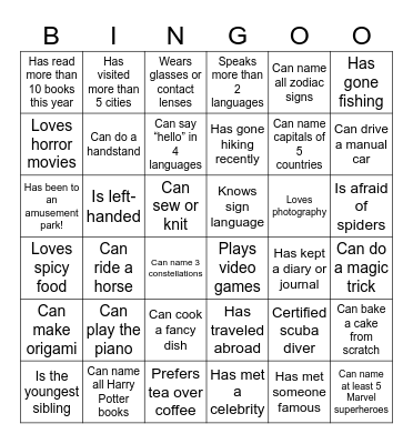 Know your Mates Bingo Card