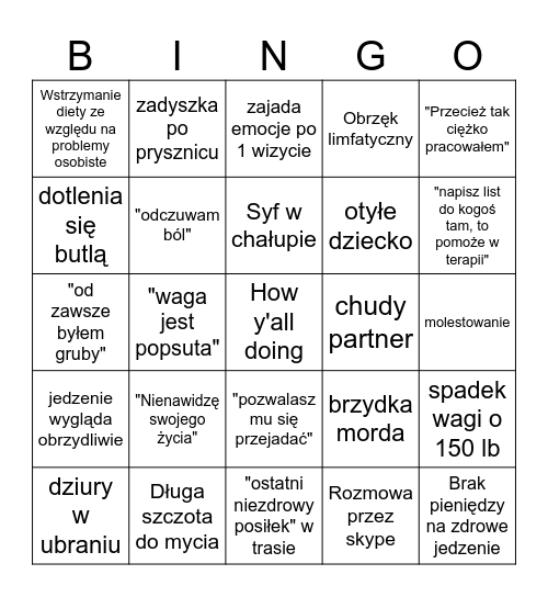 Historie wielkiej wagi Bingo Card