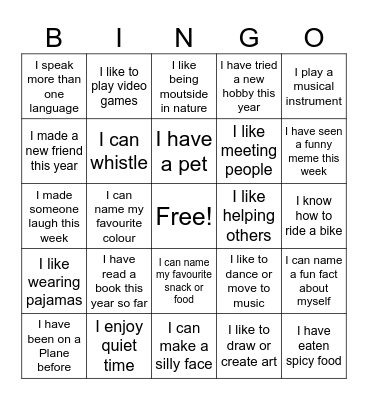 Camp Bingo Card