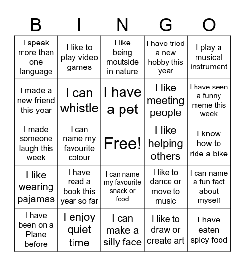 Camp Bingo Card
