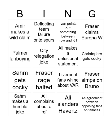 Football Bingo Card