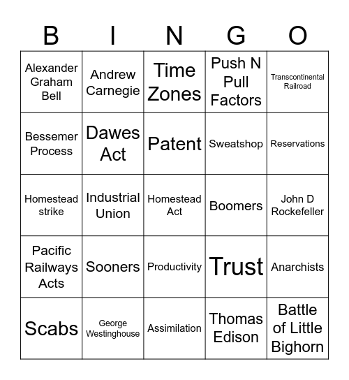 Chapter 3 Bingo Card