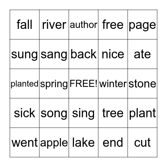 IZABELLA'S SIGHT WORD BINGO 3 Bingo Card