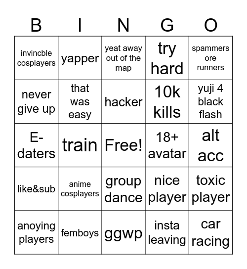 Untitled Bingo Card