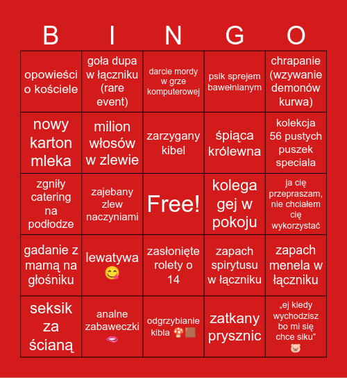 tydzień w akademiku dawida Bingo Card