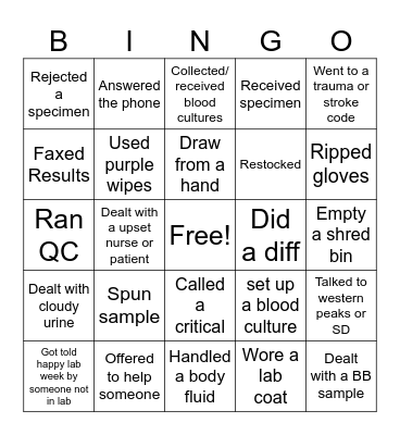 Lab Week Bingo Card