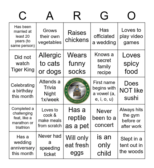 HUMAN BINGO Card